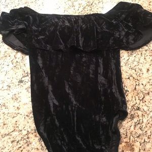 Crushed Velvet Off-the-Shoulder Leotard